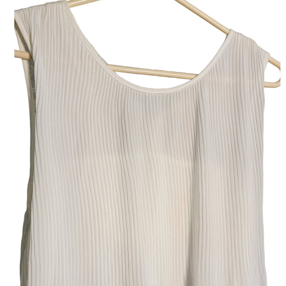 ZARA White Sleeveless Chiffon and Lace Women's Flare Top Size Small - Picture 3 of 7